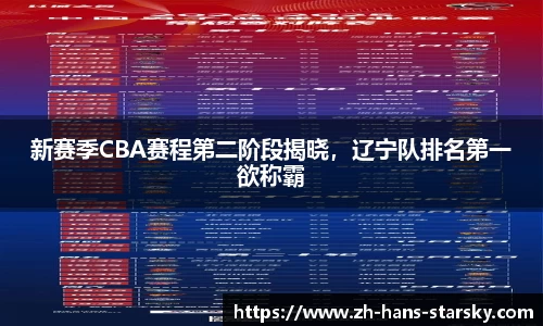 新赛季CBA赛程第二阶段揭晓，辽宁队排名第一欲称霸